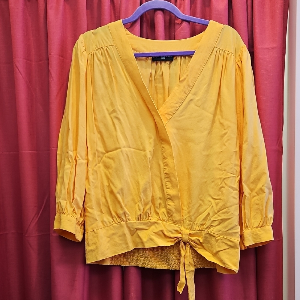 Karl Lagerfeld 3/4 Sleeve Faux Wrap Blouse